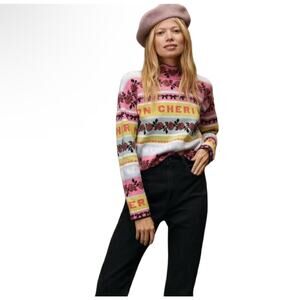 ANTHROPOLOGIE MAEVE FANCIFUL MOCK NECK SWEATER size M